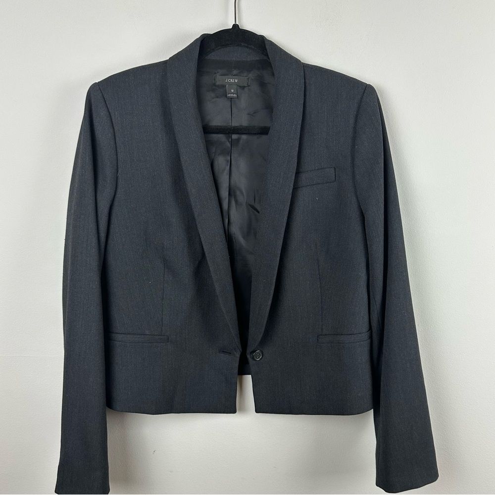 J. Crew Cropped Dark Gray Blazer Jacket sz 12